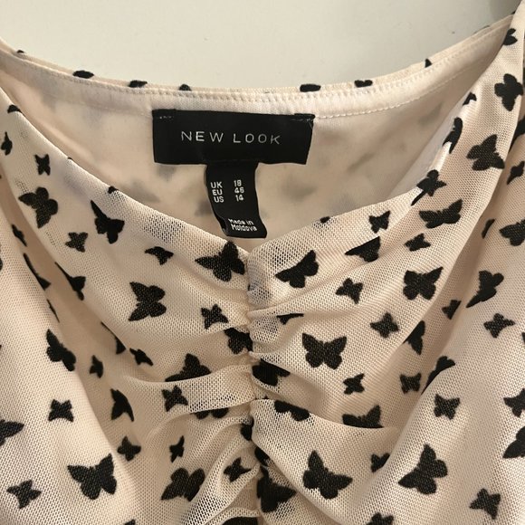 New Look Mesh Butterfly Puff SleeveTop Size Large - Picture 4 of 5